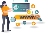 Animated image with www. and magnifying glass