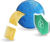 Secure a globe with a shield & lock on it