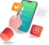 Animated Tablet with a finger touching the tablet