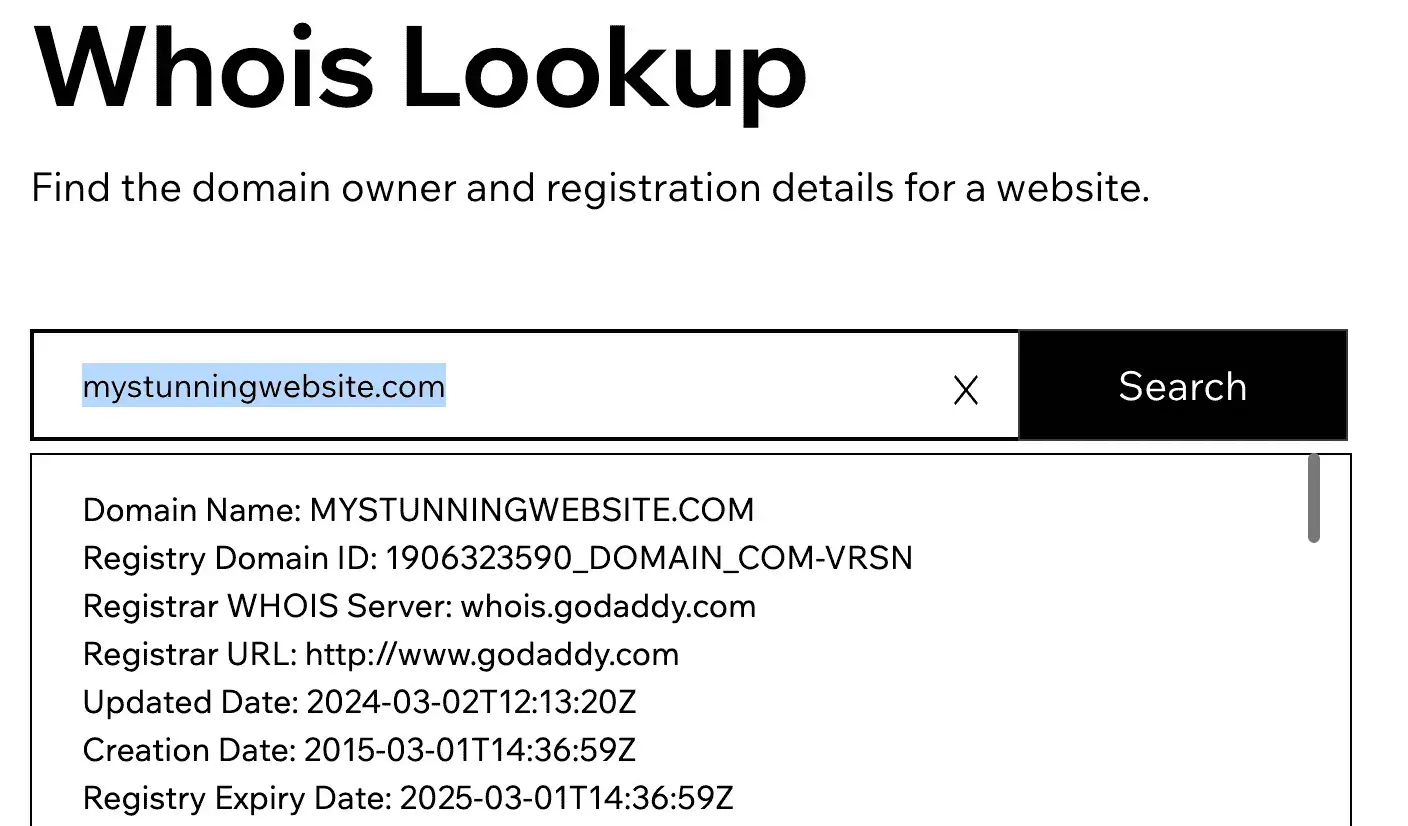 Whois Lookup information